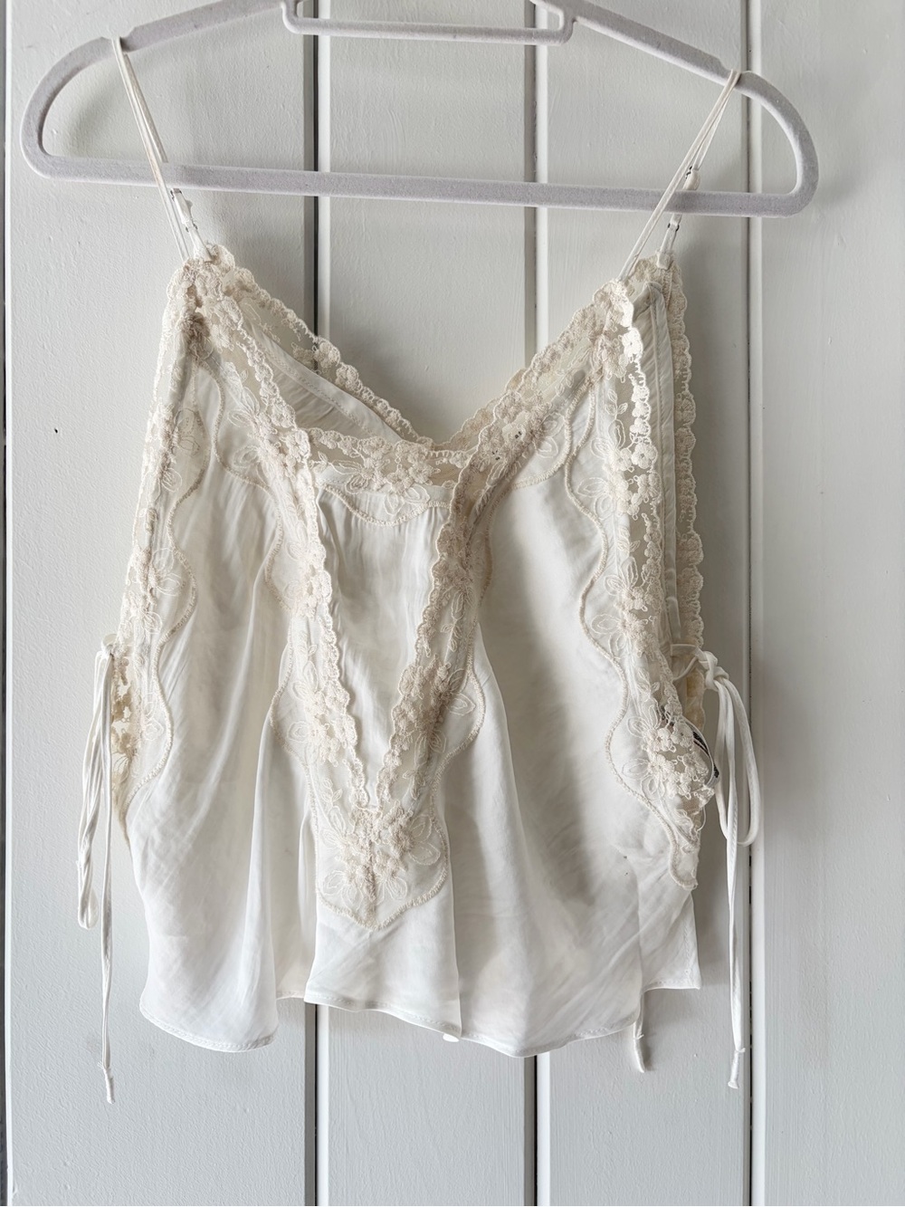 Free People Cream Lace-Trim Camisole Top